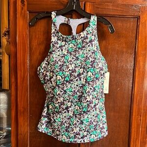 Women’s size 40 D/DD Maldives bra cup Tankini blue purple flowers